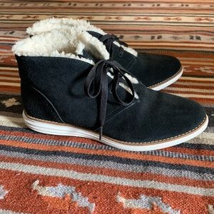 Cole Haan Grand OS black boots booties sherpa 7.5